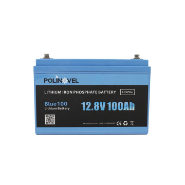 Polinovel Blue100 LifePo4 Глубокий цикл 12 В 100AH ​​Перезаряженный солнечный литий -ионный аккумулятор